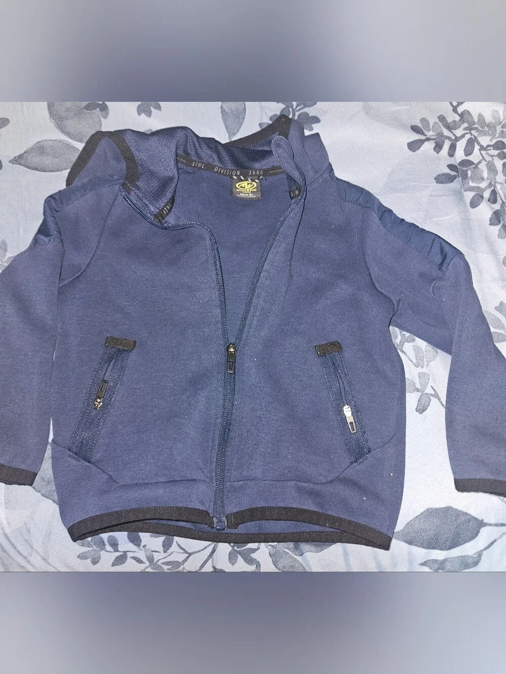 Kids Navy Zip-Up Hoodie Jacket with Pocket Zippers Size XS(4-5)